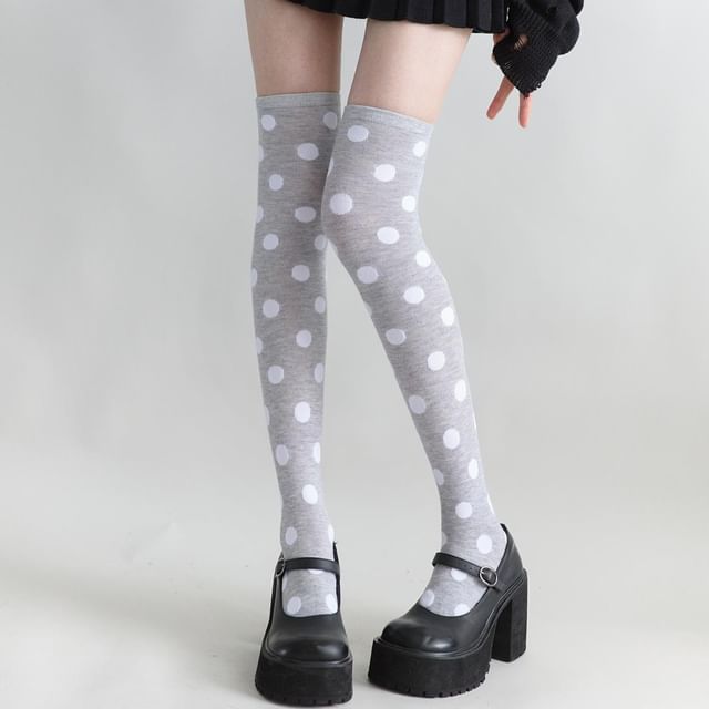 Desperim-Dotted Over The Knee Socks