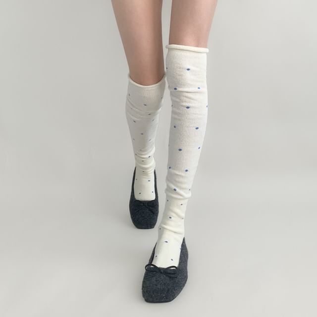 Desperim-Dotted Over-the-Knee Socks