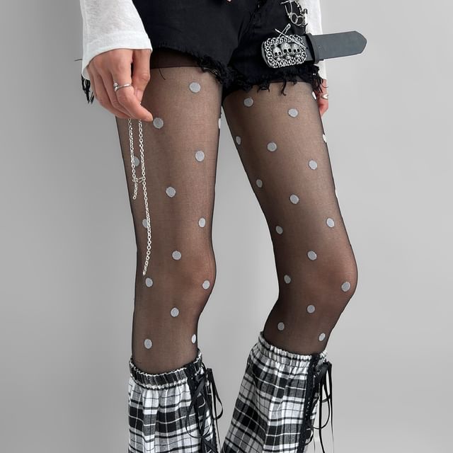 Desperim-Dotted Sheer Tights