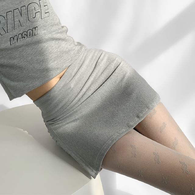 Desperim-High Rise Plain Mini Pencil Skirt