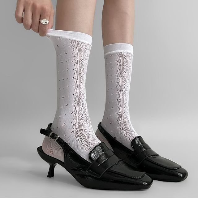 Desperim-Lace Mid Calf Socks