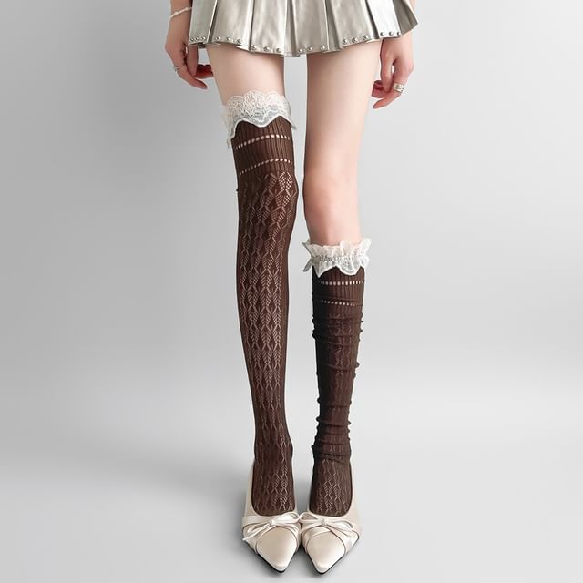 Desperim-Lace Over-The-Knee Socks