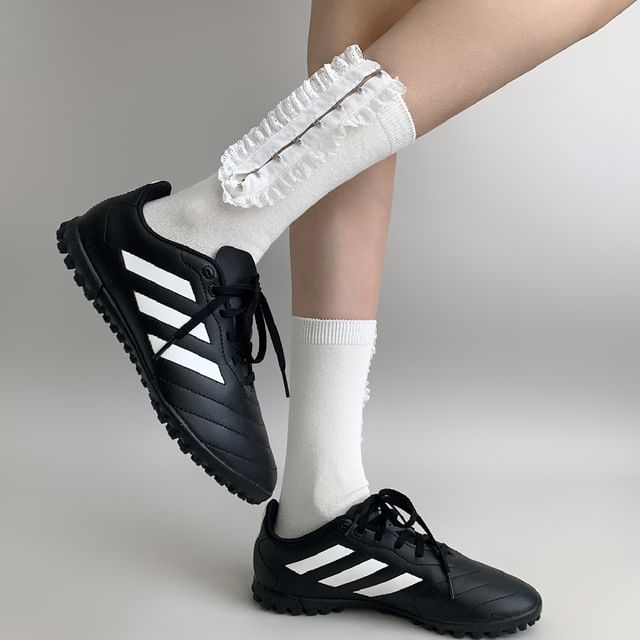 Desperim-Lace Trim Hook And Eye Socks