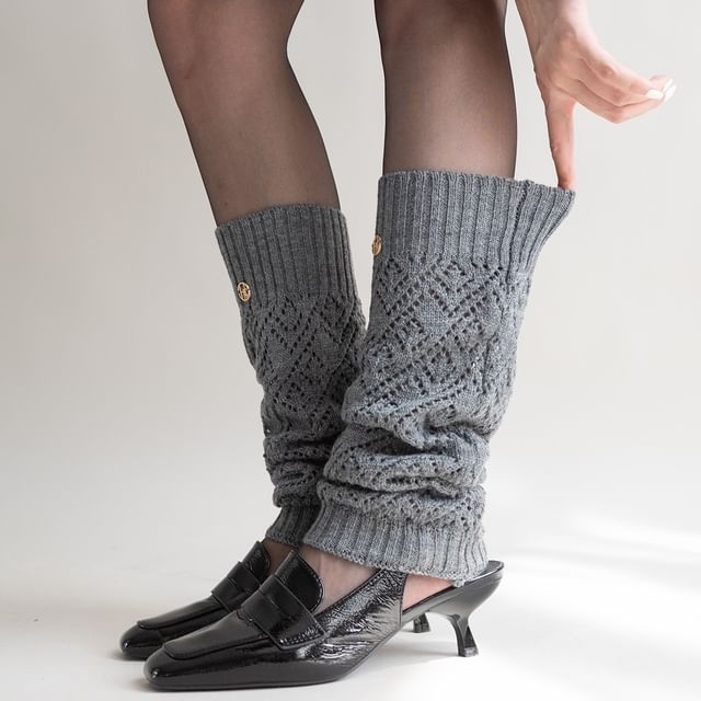 Desperim-Plain Pointelle Knit Leg Warmers