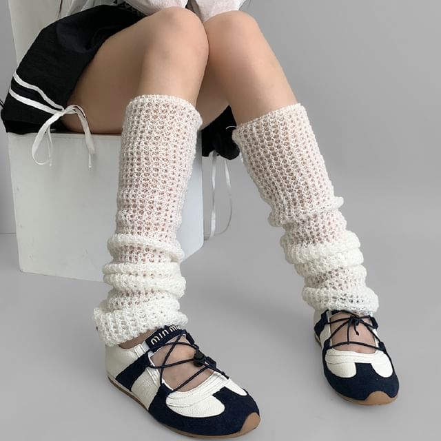 Desperim-Plain Pointelle Leg Warmers
