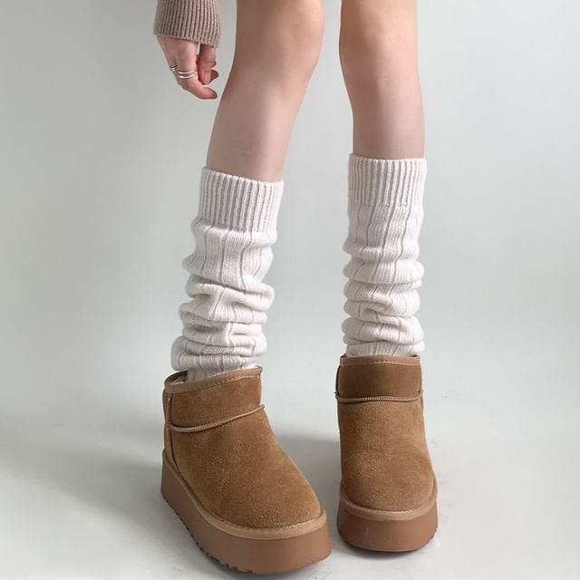 Desperim-Plain Ribbed Knit Leg Warmer