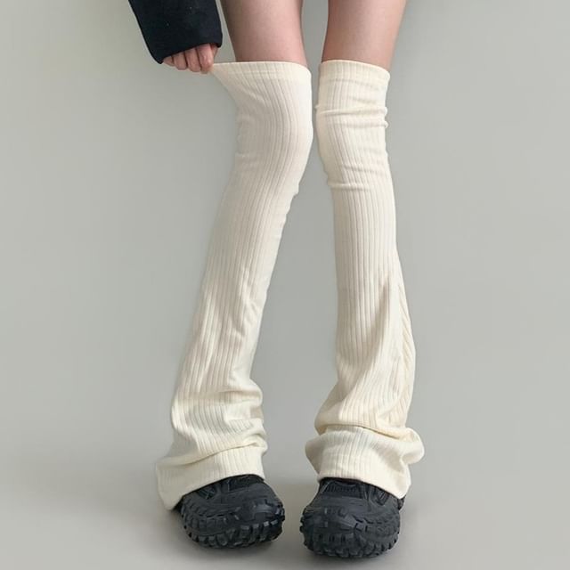 Desperim-Plain Ribbed Over The Knee Leg Warmers