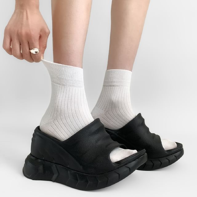 Desperim-Plain Ribbed Socks
