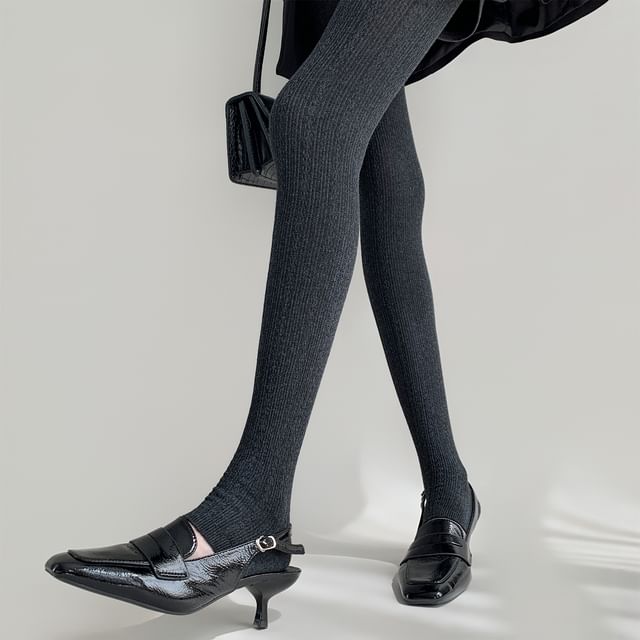 Desperim-Plain Ribbed Stirrup Leggings