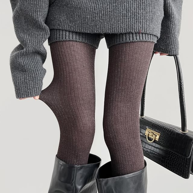 Desperim-Ribbed Plain Tights