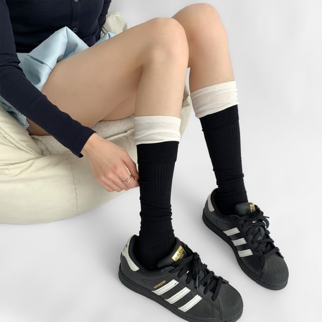 Desperim-Two Tone Mid-Calf Socks