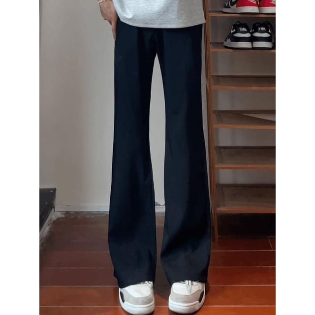 Diphon-Mid Rise Plain Flared Pants