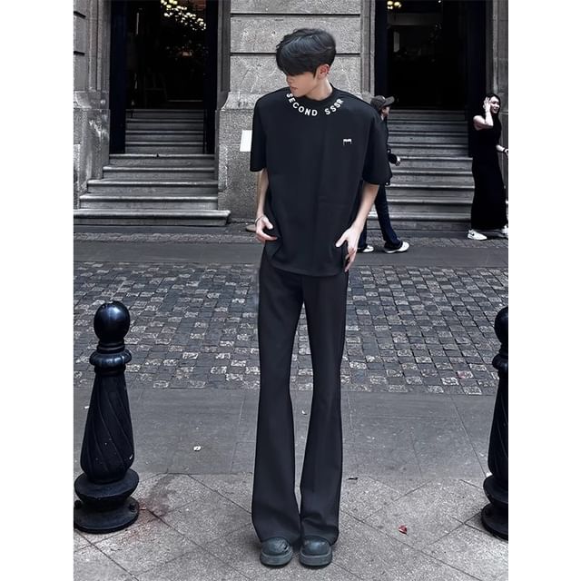 Diphon-Mid Rise Plain Flared Pants