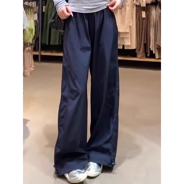 Diphon-Mid Rise Plain Wide Leg Pants