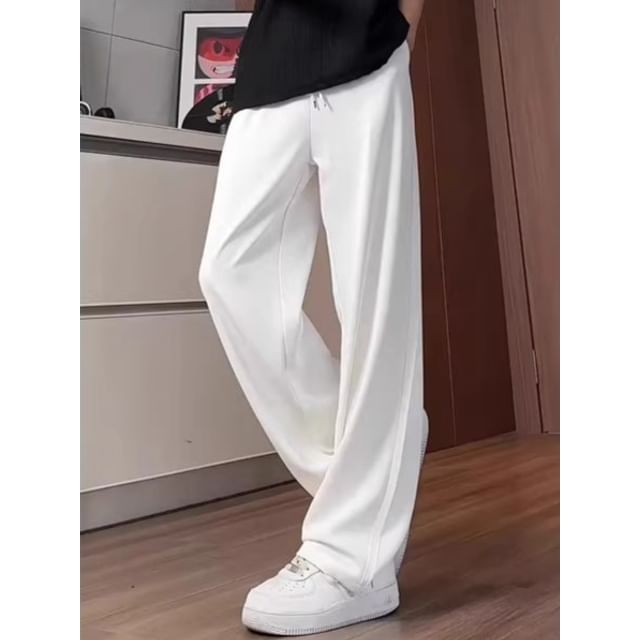 Diphon-Mid Rise Plain Wide Leg Pants
