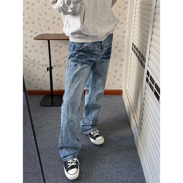 Diphon-Mid Rise Washed Bootcut Jeans