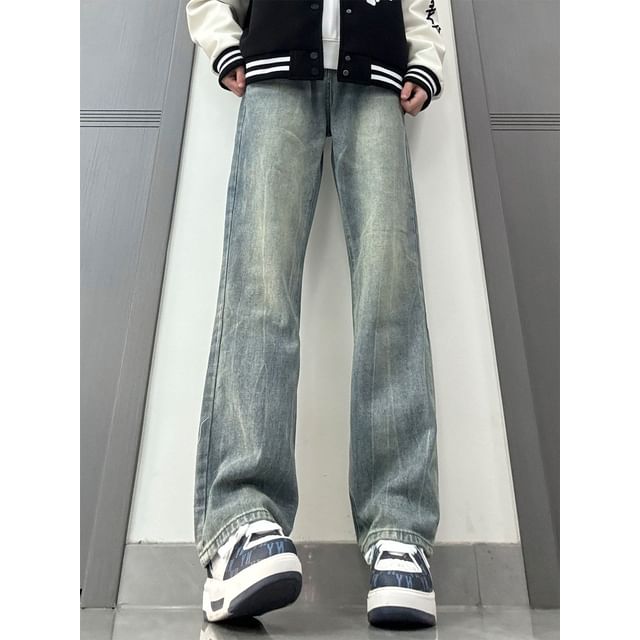 Diphon-Mid Rise Washed Bootcut Jeans