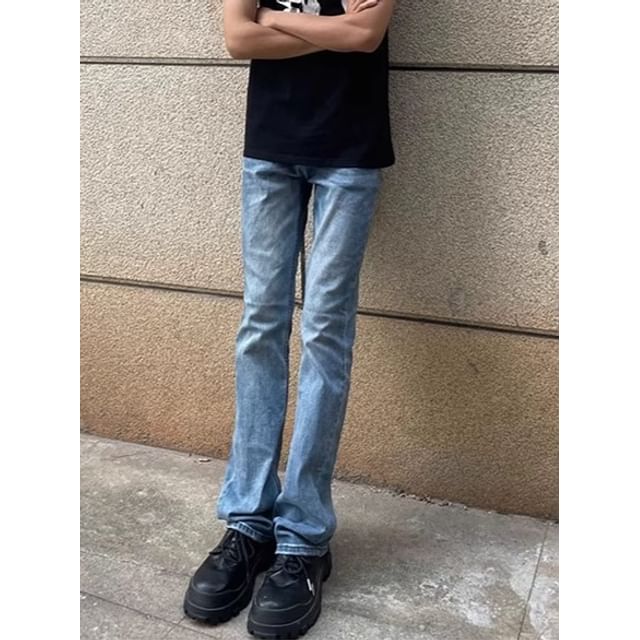 Diphon-Mid Rise Washed Flared Jeans