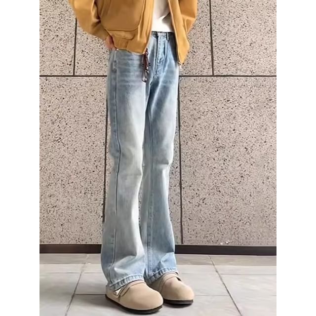 Diphon-Mid Rise Washed Flared Jeans