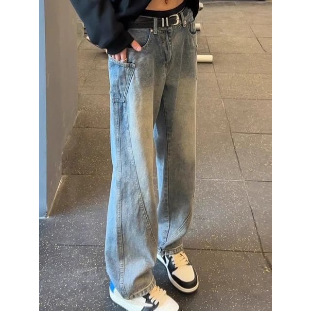 Diphon-Mid Rise Washed Flared Jeans