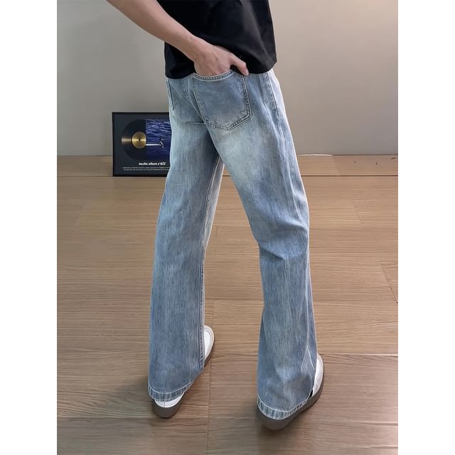 Diphon-Mid Waist Washed Bootcut Jeans