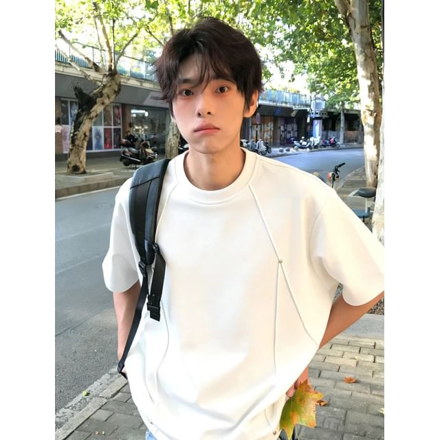 Diphon-Short-Sleeve Crewneck Plain T-Shirt