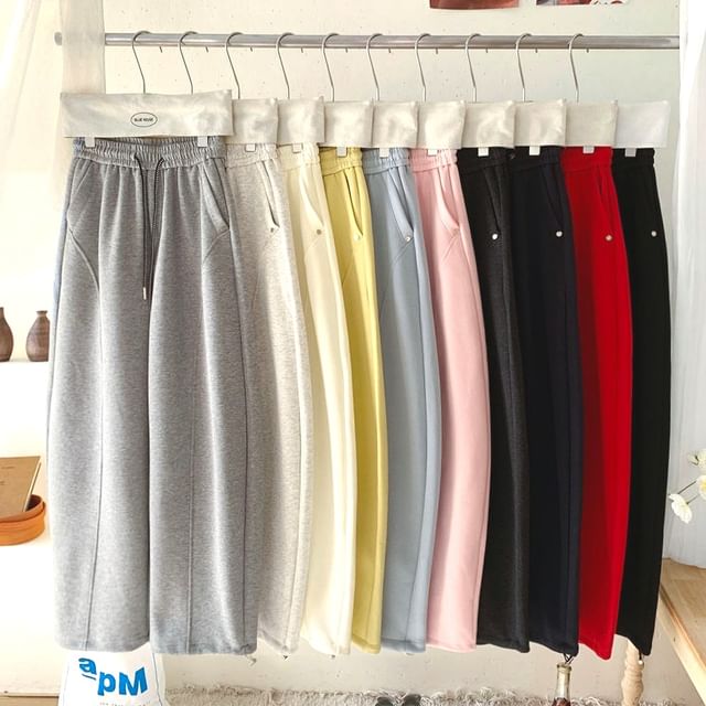 DIYI-Drawstring Waist Plain Harem Sweatpants