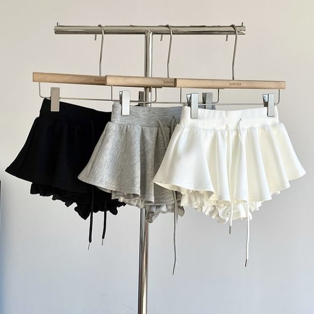 DIYI-Drawstring Waist Plain Mini A-Line Skirt