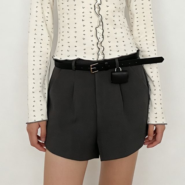 DIYI-High Waist Plain Shorts