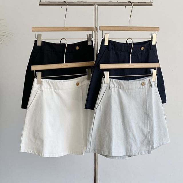 DIYI-High Waist Plain Skort