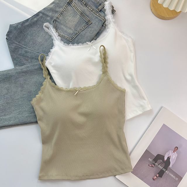 DIYI-Lace Trim Crop Bra Top