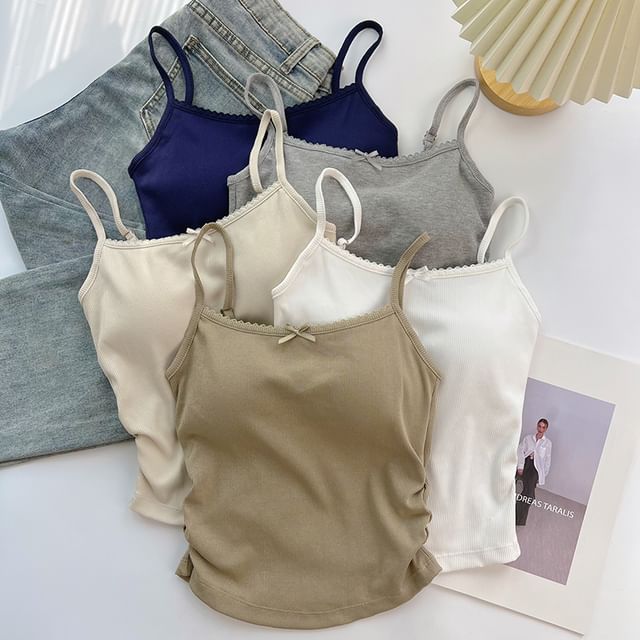 DIYI-Lace Trim Crop Bra Top