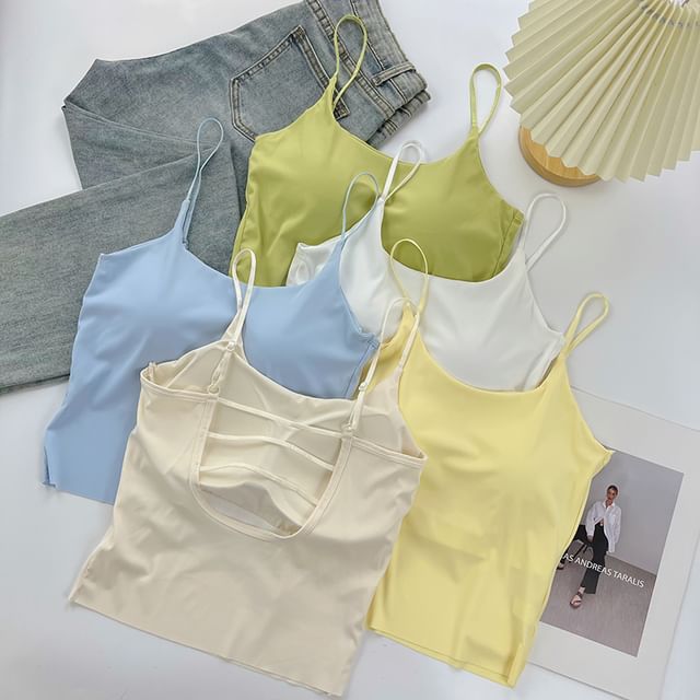 DIYI-Scoop Neck Plain Bra Top