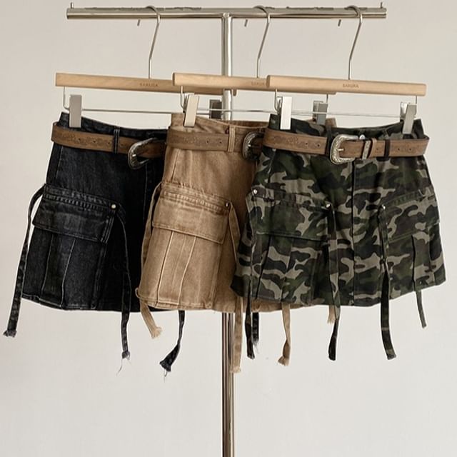 Cargo Skirt A Line Denim Skirt Xl Stradivarius STR Denim Cargo