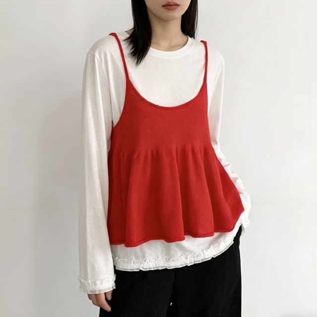 DIYI-Spaghetti Strap Scoop Neck Plain Camisole Top