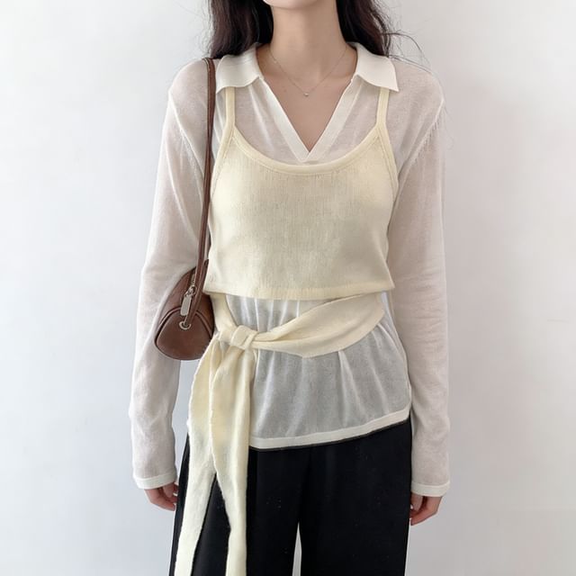 DIYI-Tie Waist Camisole Top