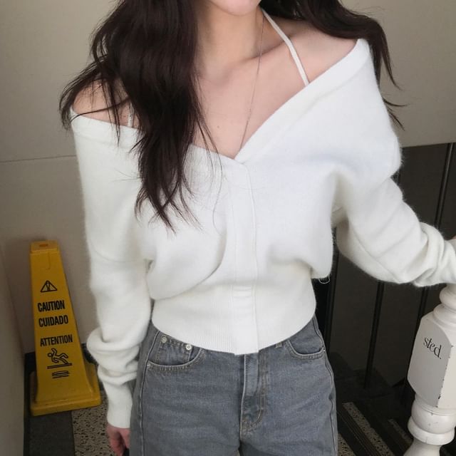 Doowex-Cold-Shoulder Plain Button-Up Cardigan