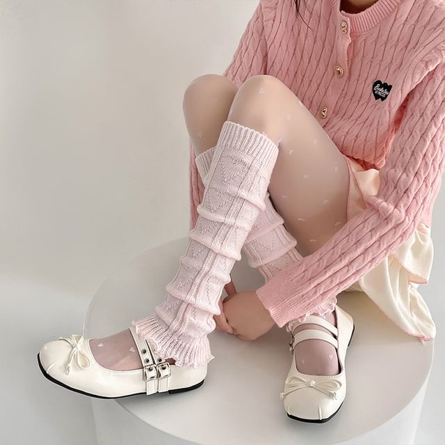 Doowex-Plain Lettuce Edge Knit Leg Warmers