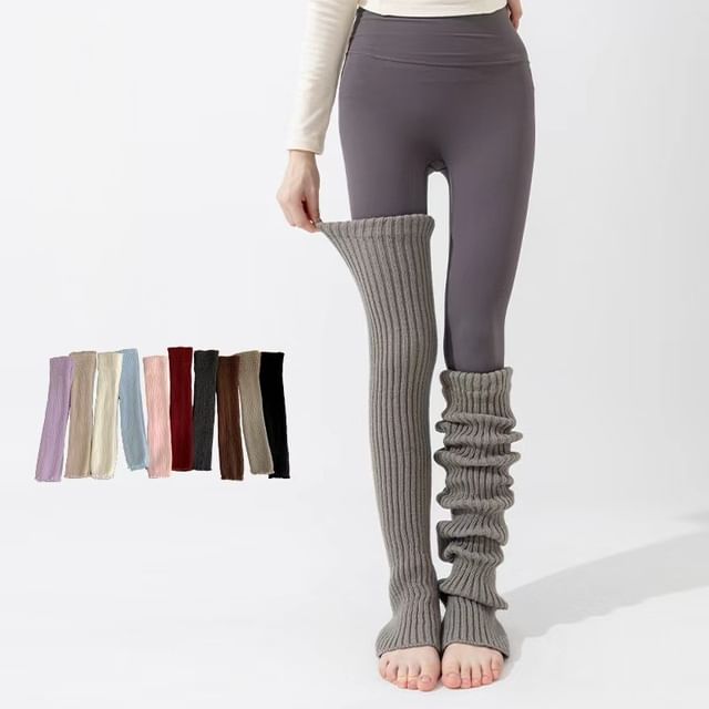 Doowex-Plain Ribbed Over-the-Knee Leg Warmers