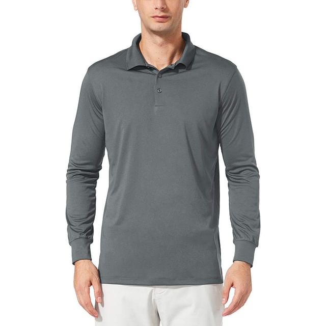 Double White-Long-Sleeve Collar Plain T-Shirt