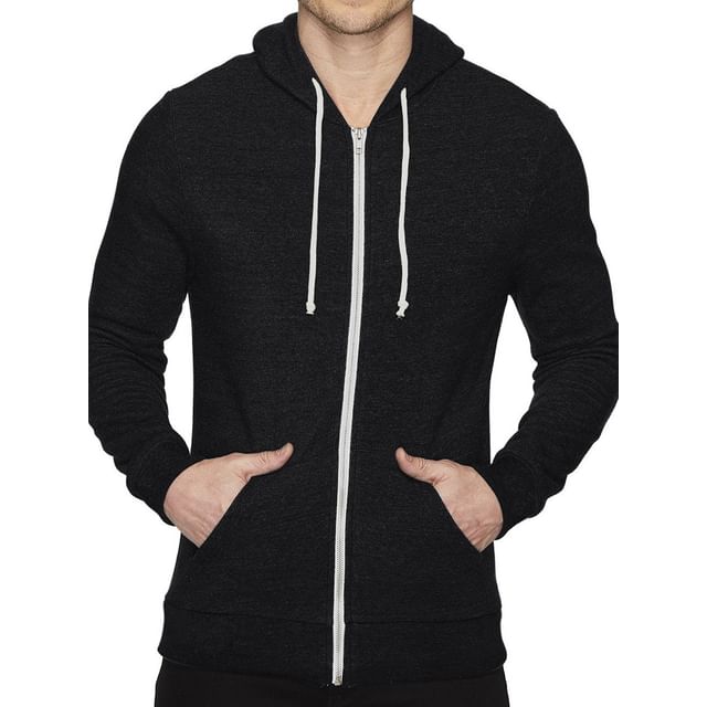 Double White-Plain Zip Hoodie