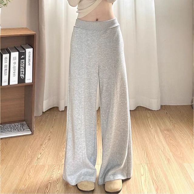 Dovitade-Mid Rise Paneled Wide Leg Sweatpants