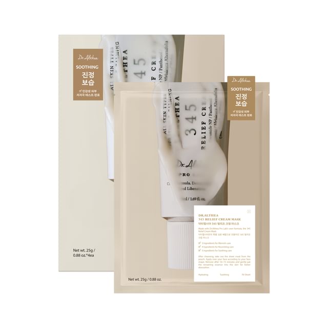 Dr- Althea-345 Relief Cream Mask Set - Kit de Máscaras Faciais-25 G X 4 Unid