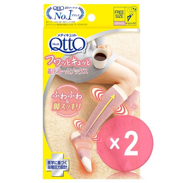 Dr-Scholl Japan-Medi Qtto Fluffy Tight Compression Socks 2pcs Bundle Set