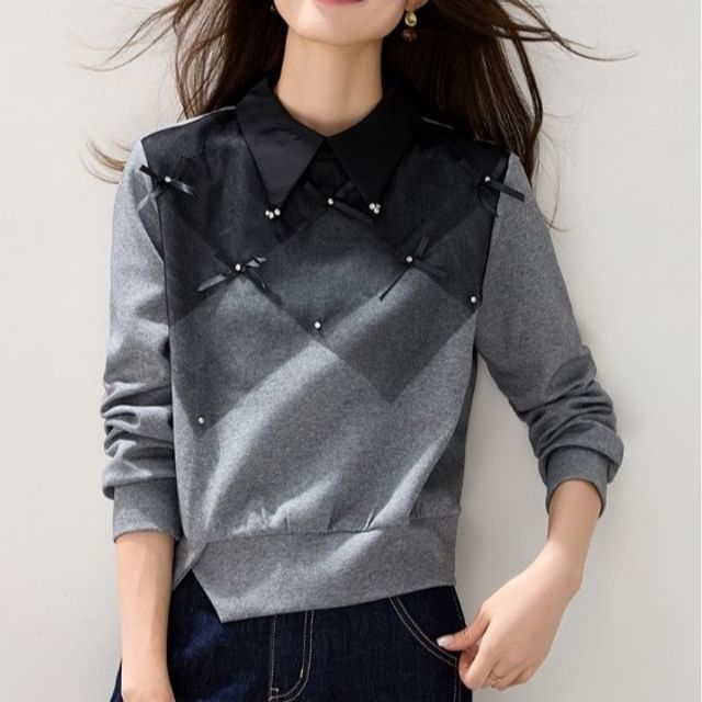 Dragan Pulse-Collared Color Block Sweatshirt