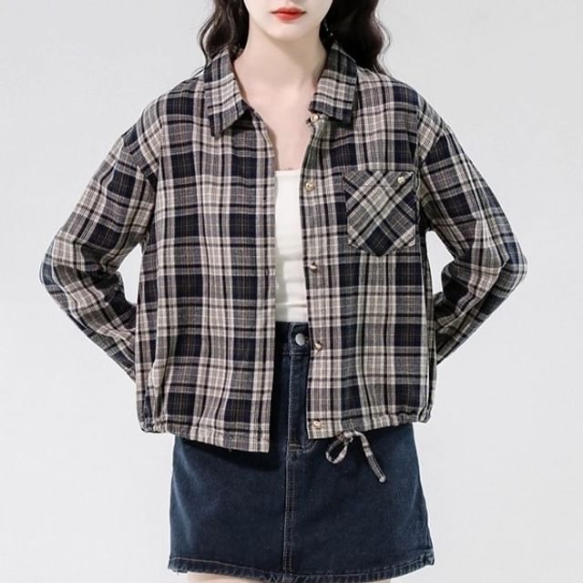 Dragan Pulse-Collared Plaid Button Up Shirt
