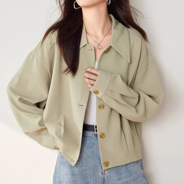 Dragan Pulse-Collared Plain Button Jacket