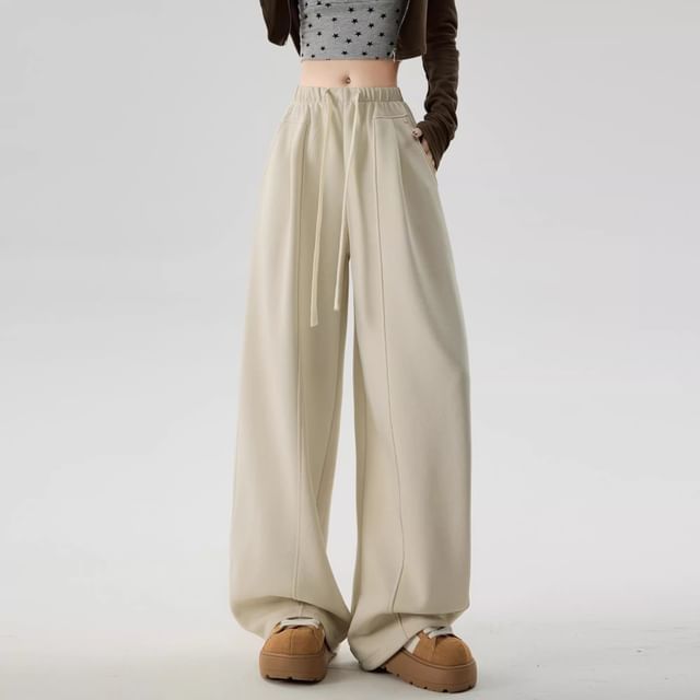 Dragan Pulse-Drawstring Waist Plain Baggy Sweatpants