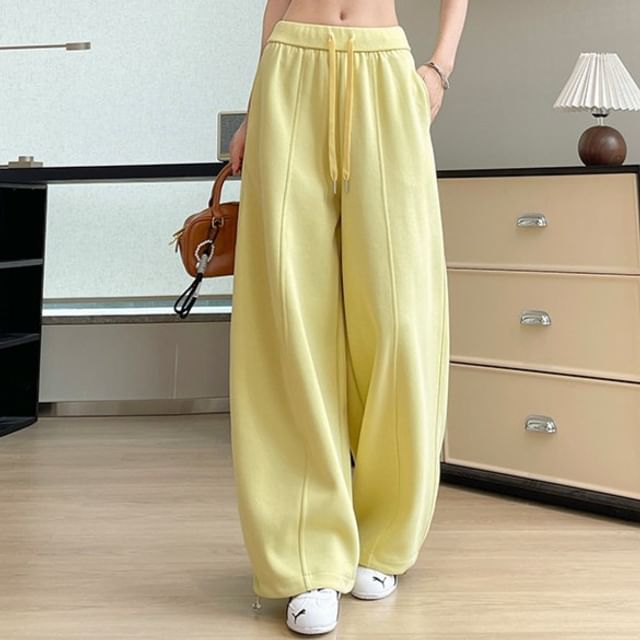 Dragan Pulse-Drawstring Waist Plain Baggy Sweatpants