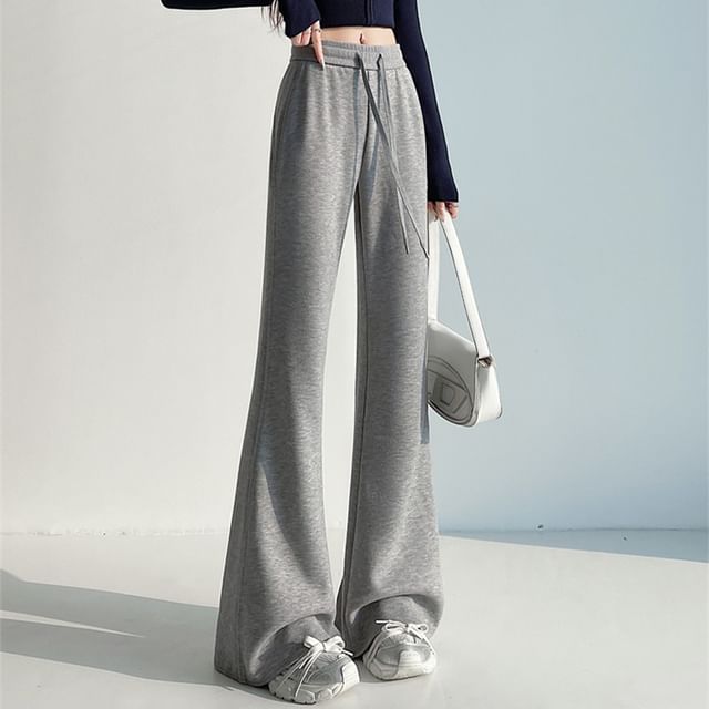 Dragan Pulse-Drawstring Waist Plain Flared Pants